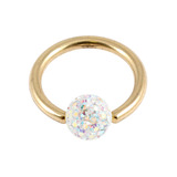 Zircon Steel BCR with Smooth Glitzy Ball (Gold colour PVD) 1.2mm 1.2mm, 12mm, 4mm, Crystal AB