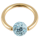 Zircon Steel BCR with Smooth Glitzy Ball (Gold colour PVD) 1.6mm 1.6mm, 8mm, 4mm, Light Blue