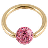 Zircon Steel BCR with Smooth Glitzy Ball (Gold colour PVD) 1.6mm 1.6mm, 8mm, 4mm, Pink