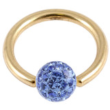Zircon Steel BCR with Smooth Glitzy Ball (Gold colour PVD) 1.6mm 1.6mm, 8mm, 4mm, Sapphire Blue