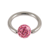 Steel BCR with Smooth Glitzy Ball 1mm, 8mm, Pink