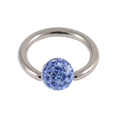Steel BCR with Smooth Glitzy Ball 1mm, 8mm, Sapphire Blue