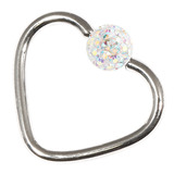 Steel Glitzy Continuous Heart Twist Rings 1.0mm, 10mm, 4mm, Crystal AB