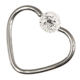 Steel Glitzy Continuous Heart Twist Rings 1.0mm, 10mm, 4mm, Crystal Clear