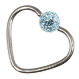 Steel Glitzy Continuous Heart Twist Rings 1.2mm, 10mm, 4mm, Light Blue