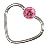 Steel Glitzy Continuous Heart Twist Rings 1.2mm, 10mm, 4mm, Pink