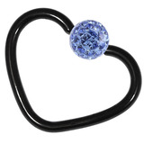 Black Steel Glitzy Continuous Heart Twist Rings 1.0mm, 10mm, Sapphire Blue
