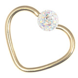 Zircon Steel Glitzy Continuous Heart Twist Rings (Gold colour PVD) 1.0mm, 10mm, Crystal AB