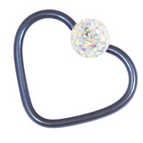 Titanium Coated Steel Glitzy Continuous Heart Twist Rings 1.0mm, 10mm, Blue metal with Crystal AB