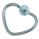 Titanium Coated Steel Glitzy Continuous Heart Twist Rings 1.2mm, 10mm, Ice Blue metal with Light Blue