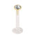 Bioflex Push-fit Labret with Zircon Steel Jewelled Top (Gold colour PVD) - SKU 23625