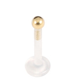 Bioflex Push-fit Labret with Zircon Steel Ball (Gold colour PVD) - SKU 23656