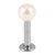 Steel Labret with Acrylic Pearl Ball 1.6mm 1.6mm, 12mm, 4mm White - alternative image