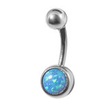 Belly Bar - Steel with Inset Opal - SKU 23691