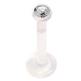 Bioflex Push-fit Labret with Bioflex Jewelled Disk 1.2mm, 10mm, 2.2mm Crystal Clear.