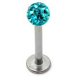 Smooth Glitzy Ball Labrets 1.6mm gauge 4mm Ball 1.6mm, 6mm, 4mm ball, Turquoise