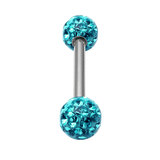 Smooth Glitzy Ball Barbell Double Ended with 4mm balls 1.6mm, 16mm, 4mm, Turquoise