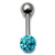 Smooth Glitzy Ball Barbell Single Ended with 4mm Balls 1.6mm, 16mm, 4mm, Turquoise - alternative image
