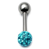 Smooth Glitzy Ball Micro Barbell Single Ended with 3mm balls in 1.2mm gauge 1.2mm, 10mm, 3mm, Turquoise
