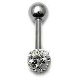 Smooth Glitzy Ball Micro Barbell Single Ended with 3mm balls in 1.2mm gauge 1.2mm, 12mm, 3mm, Crystal Clear