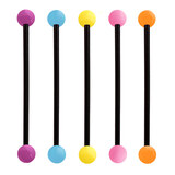Bioflex Industrial Scaffold Barbells - Neon Balls 1.6mm, 34mm, 5mm, Pack of 5 Black shafts with Neon Balls (6 colours)