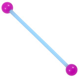 Bioflex Industrial Scaffold Barbells - Neon Balls 1.6mm, 34mm, 5mm, Blue shaft with Purple Neon Balls