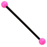 Bioflex Industrial Scaffold Barbells - Neon Balls 1.6mm, 34mm, 5mm, Black shaft with Pink Neon Balls