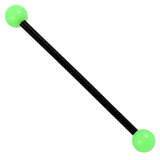 Bioflex Industrial Scaffold Barbells - Neon Balls 1.6mm, 34mm, 5mm, Black shaft with Green Neon Balls