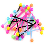 Bioflex Industrial Scaffold Barbells - Neon Balls 1.6mm, 36mm, 5mm, Mixed Pack of 10