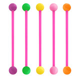 Bioflex Industrial Scaffold Barbells - Neon Balls 1.6mm, 36mm, 5mm, Pack of 5 Pink shafts with Neon Balls (6 colours)