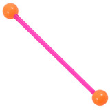 Bioflex Industrial Scaffold Barbells - Neon Balls 1.6mm, 36mm, 5mm, Pink shaft with Orange Neon Balls