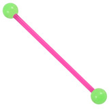 Bioflex Industrial Scaffold Barbells - Neon Balls 1.6mm, 36mm, 5mm, Pink shaft with Green Neon Balls