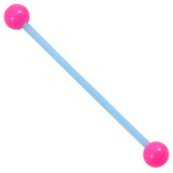 Bioflex Industrial Scaffold Barbells - Neon Balls 1.6mm, 36mm, 5mm, Blue shaft with Pink Neon Balls