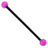Bioflex Industrial Scaffold Barbells - Neon Balls 1.6mm, 36mm, 5mm, Black shaft with Purple Neon Balls