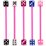 Bioflex Industrial Scaffold Barbells - Acrylic Dice 1.6mm, 34mm, 5mm, Pack of 5 Pink shafts with Acrylic Dice