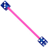 Bioflex Industrial Scaffold Barbells - Acrylic Dice 1.6mm, 34mm, 5mm, Pink shaft with Blue Acrylic Dice