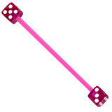 Bioflex Industrial Scaffold Barbells - Acrylic Dice 1.6mm, 34mm, 5mm, Pink shaft with Purple Acrylic Dice