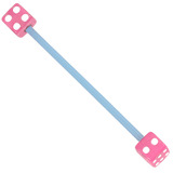 Bioflex Industrial Scaffold Barbells - Acrylic Dice 1.6mm, 34mm, 5mm, Blue shaft with Pink Acrylic Dice