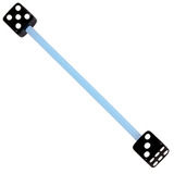 Bioflex Industrial Scaffold Barbells - Acrylic Dice 1.6mm, 34mm, 5mm, Blue shaft with Black Acrylic Dice