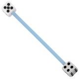 Bioflex Industrial Scaffold Barbells - Acrylic Dice 1.6mm, 34mm, 5mm, Blue shaft with White Acrylic Dice