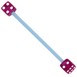 Bioflex Industrial Scaffold Barbells - Acrylic Dice 1.6mm, 34mm, 5mm, Blue shaft with Purple Acrylic Dice