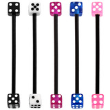 Bioflex Industrial Scaffold Barbells - Acrylic Dice 1.6mm, 36mm, 5mm, Pack of 5 Black shafts with Acrylic Dice