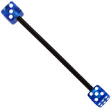 Bioflex Industrial Scaffold Barbells - Acrylic Dice 1.6mm, 36mm, 5mm, Black shaft with Blue Acrylic Dice