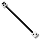 Bioflex Industrial Scaffold Barbells - Acrylic Dice 1.6mm, 36mm, 5mm, Black shaft with White Acrylic Dice