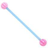 Bioflex Industrial Scaffold Barbells - Beach Balls 1.6mm, 34mm, 5mm, Blue shaft with Pink Beach Balls