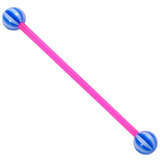 Bioflex Industrial Scaffold Barbells - Beach Balls 1.6mm, 36mm, 5mm, Pink shaft with Blue Beach Balls
