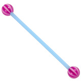 Bioflex Industrial Scaffold Barbells - Beach Balls 1.6mm, 36mm, 5mm, Blue shaft with Purple Beach Balls