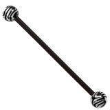 Bioflex Industrial Scaffold Barbells - Zebra Balls 1.6mm, 34mm, 5mm, Black shaft with Black and White Zebra Balls