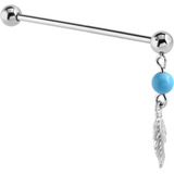 Steel Feather Industrial Scaffold Barbell IND19 1.6mm, 36mm, 5mm, IND19 with Dangly Feather