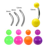 Multipacks - Acrylic Belly Bars 1.6mm x 6,8,10,12mm / Mixed pack as shown / Neon